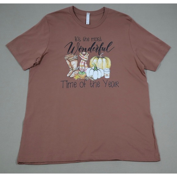 Women's Fall "It's the most wonderful time of the year" Graphic Tee - Brown - XL - Picture 1 of 6